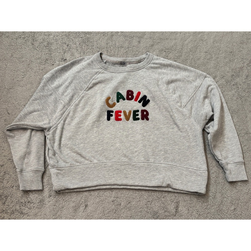 Lou & Grey Cabin Fever Sweatshirt Gray Raglan Pullover Small